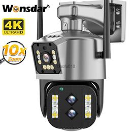 Caméra WIFI binoculaire 4K 8MP extérieure Zoom 10X 2.8-12mm Caméra PTZ de sécurité à trois objectifs Suivi automatique P2P CCTV Surveillance vidéo L230619