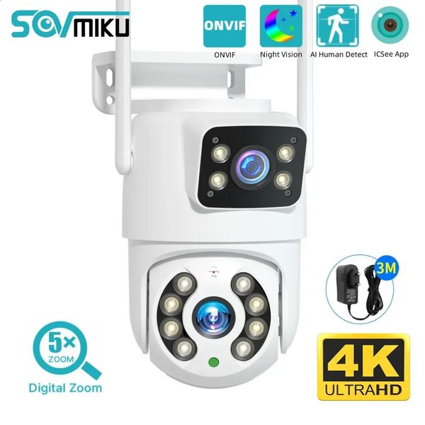4K 8MP PTZ WiFi Camera Double Lens Outdoor Vision Night Detection Human Track Auto CCTV Surveillance IP Camera Security Protection 240419