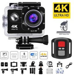 4K Action Camera 1080P30FPS WiFi 20 "170D onderwater Waterdichte helmvideo -opname Sportcamera's Outdoor Mini Cam 231221