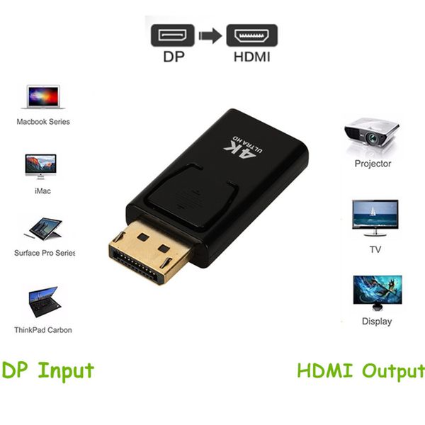 4K DisplayPort à HDMI Compatible Adaptter Converter Display Port mâle DP vers un adaptateur de câble HD TV féminin Audio pour PC TV