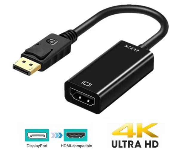 Adaptateur DisplayPort vers HDMI 4K mâle DP vers femelle, convertisseur de câble compatible HDMI, câble de transfert Audio vidéo 4K 60Hz pour projecteur PC HDTV