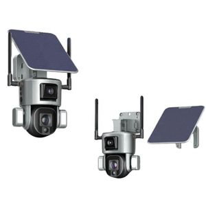 Cámaras IP de doble lente 4K Reflector de audio bidireccional 4X 10X Zoom Seguimiento humano alimentado por batería 8MP Wifi 4G y5 Cámara solar PTZ