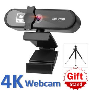 Caméra Web 4K Full HD 1080P, ordinateur portable, enregistrement vidéo, objectif Autofocus, Webcam 8mp avec Microphone, couverture de confidentialité