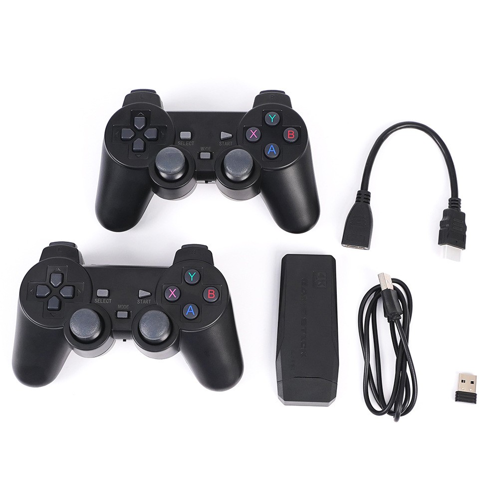 4K HD Bästa moderna TV -videospelkonsol 64G Game Stick Double Wireless Controller