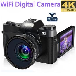 4K HD Professional Digital Camera CamCrorder WiFi webcam Wide angle 16x zoom 48MP POGRAMENTS 3 pouces Restacher d'écran 240407