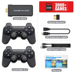 Clé de console de jeu vidéo TV HD 4K intégrée à 32 Go de jeux rétro classiques pour émulateurs d'arcade PS1 Double contrôleur sans fil U8 3D Gaming
