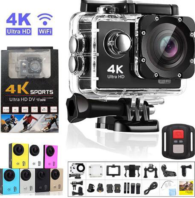 4K HD Ultra Sports Action Video Kameraları WiFi Uzaktan Kumanda Kamera DVR DV DV GO Su Geçirmez Pro Mini Kask 1 PC