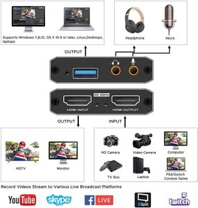 4K HDMI Acquisition Card USB Game 1080p 60Hz met lusuitgang