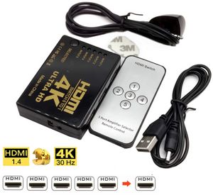Commutateur HDMI 4K 5x1 3x1 1080P, boîtier de sélection de commutateur vidéo HDMI 5 en 1 sortie 3 en 1 avec télécommande pour PC portable, boîtier HDTV DVD