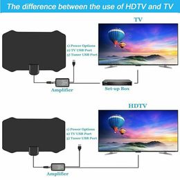 4K High gain HD TV DTV Box Digital TV Antenna Eu Plug de 5000 miles Booster actif Indoor Aerial HD Flat Design