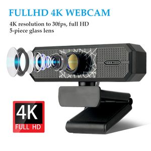 Webcam PC 4K avec Microphone, 2K HD 1080P, 800 mégapixels, Autofocus, ordinateur, caméra USB, diffusion vidéo en direct