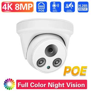 Caméra dôme CCTV POE 4K 8MP, détection de mouvement, sécurité IP67, couleur, Vision nocturne, Surveillance vidéo, caméra IPC, Audio, vue P2P 240126