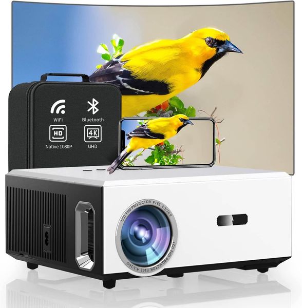 Proyector 4K con WiFi y Bluetooth Proyector 15000L 500Ansi 1080P Memoria 2G/16G Soporte para exteriores Pantalla de 500