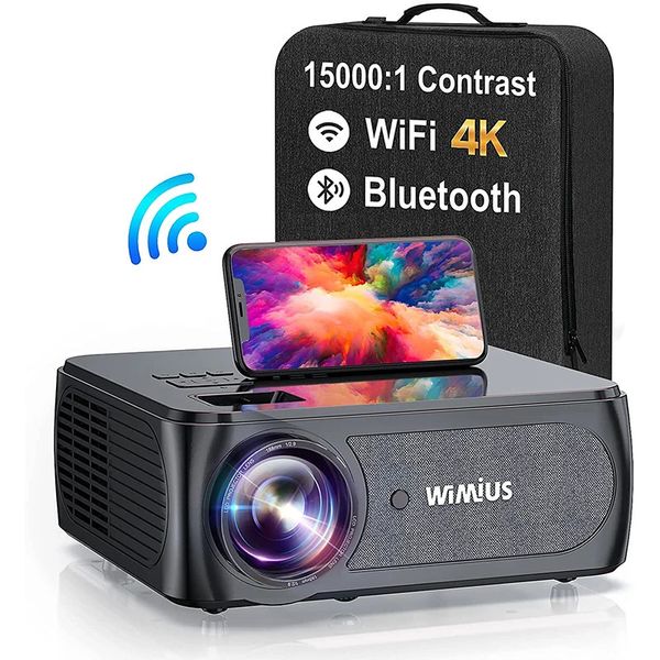 Projecteurs 4K 5G WiFi Bluetooth Projecteur Full HD Natif 1080p 15000 Contraste 4P/4D Keystone Projecteur vidéo extérieur K8 240112