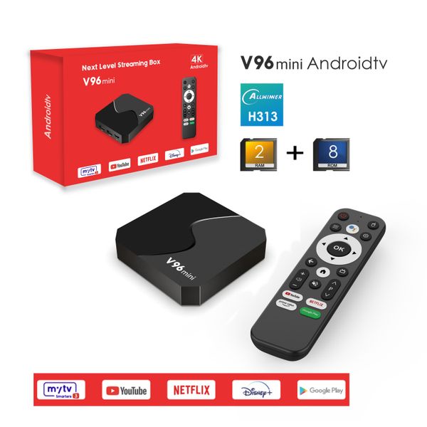 4K Smart Dual WiFi TV Android TV Box V96mini Bluetooth Voice Remote Control Control App 4k HDR Smart Set-Top Box