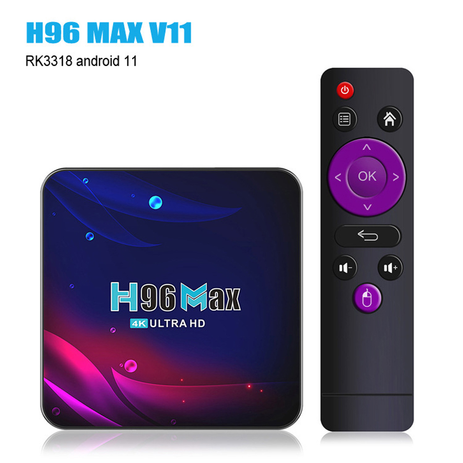 4K Smart TV Box Android 11 with 2.4G WiFi 4GB RAM 64GB ROM 5G Wifi For Netflix 3.0 DLNA Tv Set-top Box Media Player H96 Max V11