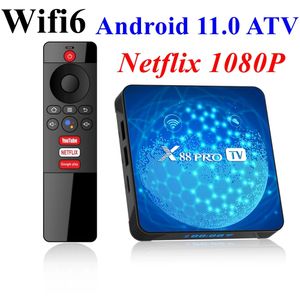 Boîtier TV intelligent X88 Pro, 4K, WIFI6, Android 11, ATV RK3318, 4 go 64 go, commande vocale Google, décodeur, lecteur multimédia YouTube NETFLIX