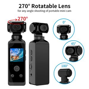 4K Ultra HD Pocket Action Camera 270 ° draaibare Vlog Wifi Mini Sport Cam Waterdichte behuizing Helm Reisfiets Driver Recorder 240229