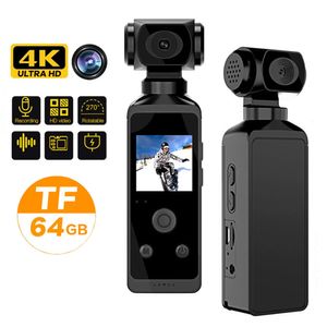 4K Ultra HD Pocket Action Camera Rotation Vlog WiFi Mini Sports Cam Cames étanche Casque Bicycle de voyage