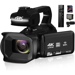 Caméra vidéo 4K CamCrorder 64MP 60FPS 18X Digital Zoom Auto Focus Vlogging Camera pour YouTube HD Video Camera avec 4500mAh Battery Sd Stabilising Mic Remote
