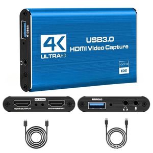 Carte de capture vidéo 4K 1080p 60FPS Boîte d'enregistrement de caméra HD HDMI compatible avec USB 3.0 PC Streaming Grabber Enregistreur