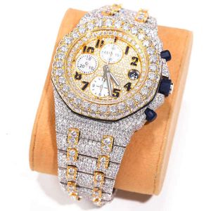 4K21 Horloge Luxe Custom Bling Iced Out Horloge Wit Vergulde Moiss anite Diamond Horloges 5A Hoge kwaliteit replicatie Mechanische EFZ6