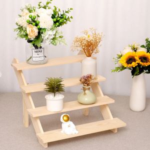 Présentoir à 4 niveaux pour gâteaux en bois, support de stockage multicouche, portable pour plantes vertes à la maison, support d'armoire, tuyau 240219