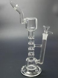 4 couches filtre eau en verre bongs narguilé 10.6 pouces 14mm joint recycleur dab rig avec bol pour accessoires de fumer