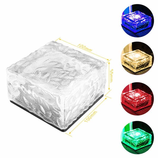 4LED Luz solar Ladrillo de hielo Bajo tierra Jardín Césped Cubierta Camino Patio Lámpara impermeable al aire libre - Blanco