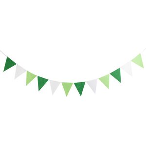 Banderines naturales verdes y blancos con 12 banderas de 4M, banderines felices, pancarta del Día de los niños, suministros de decoración navideña