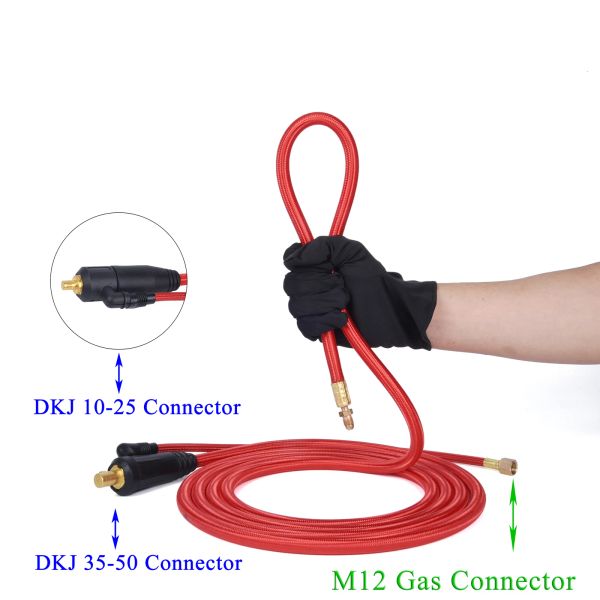 4m/13ft 7.8m/25.6ft WP17F 17FV TIG Torch de soldadura Cable de manguera suave cables M12*1 mm Conector de gas DKJ 10-25 35-50 Conector de alimentación