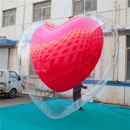 Centro fresco rojo inflable del corazón del globo de los inflables de los 4m los 13ft altos para la decoración de la etapa de la música