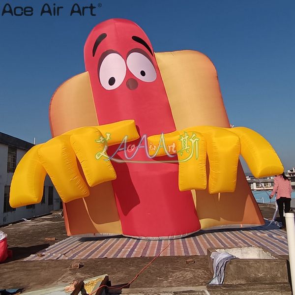 4m 13 pies High High Large GRANDE PUBLICIDAD Outdoor Advertising Inflable Hot Dog Food with Secor para el evento de apertura de la tienda Decoración de eventos de apertura