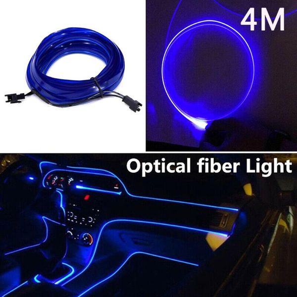 4M Car Atmósfera Luz 12V LED Auto Interior Ambiente Luz Decoración Atmósfera Fibra óptica Lámpara Barra de puerta