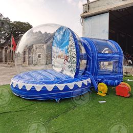 4m dia + 1,5 m Activités de Noël Tunnel Globe de neige gonflable avec tunnel Ballon gonflable X Mas Decoration