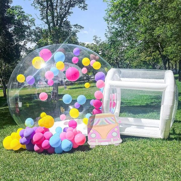 4m Dia+1.5m Túnel Blobo Comercial Clear Inflable Bounce Bubble House Ballones Tienda transparente con carpa de burbujas ventil