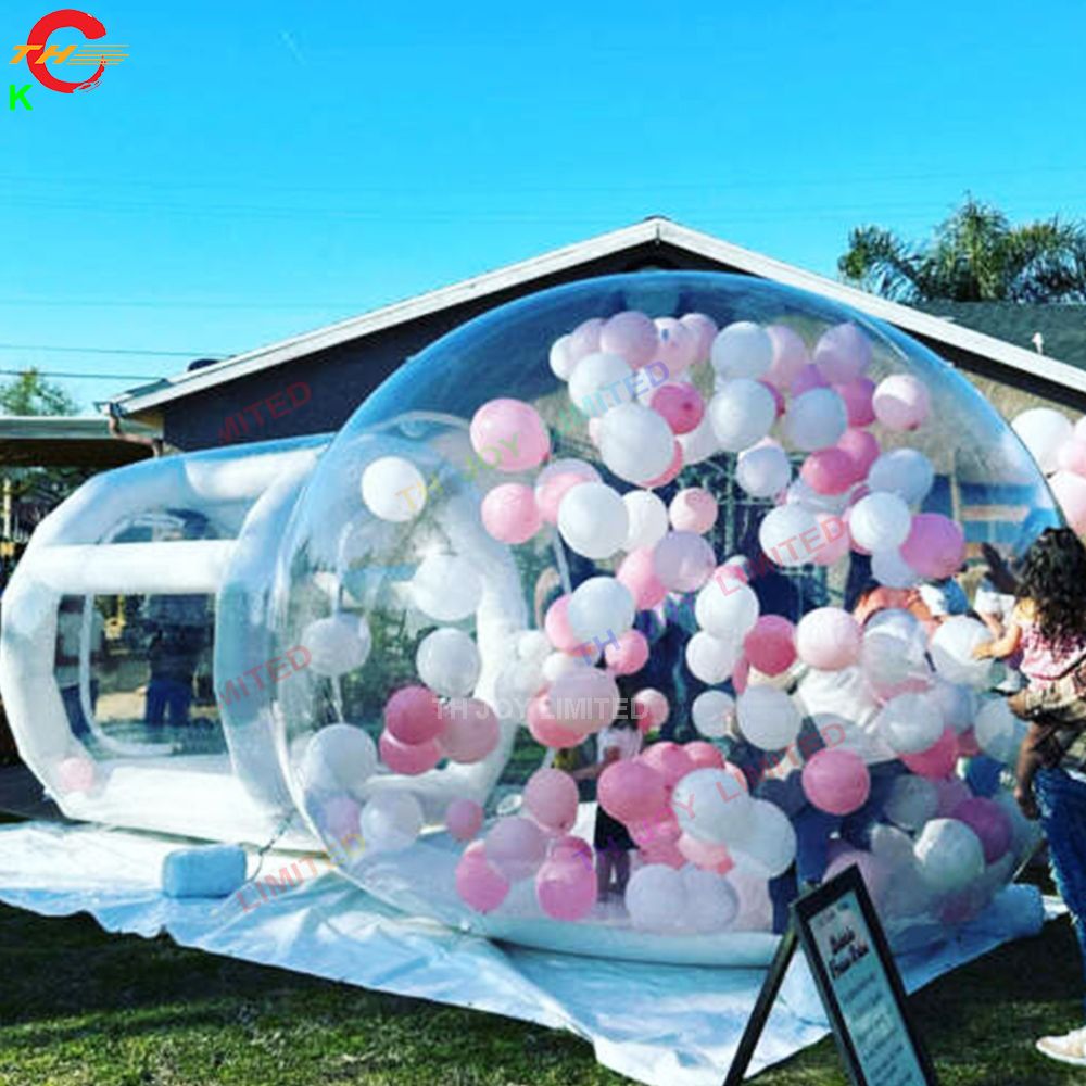 4m Durchmesser+1,5 m Tunnel kostenlos Schiff im Freien Aktivitäten Hochzeitsfeier Miete transparent aufblasbare Bubble Zelt Iglu Dome Bubble Balloons Haus für Kinderparty
