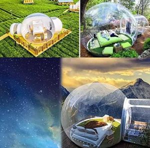 4M dia Camping Clear Inflatable Bubble Tent house Air Dome Igloo Transparent with Single Tunnel tow rooms Privacy Tents