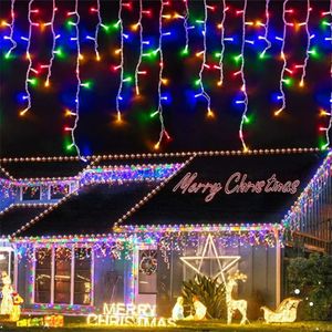 4m LED Gordijn Icicle String Lights Christmas Garland Faiy Licht Droop 0,4-0,6 m Xmas Garden Street Outdoor Decoratieve verlichting