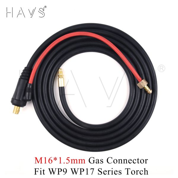 Cable de manguera de goma integrada de gasolina de soldadura de 4M WP9 TIG WP9 WP9 W/ DKJ 10-25 35-50 W/ M16*1.5 mm Conector de gas