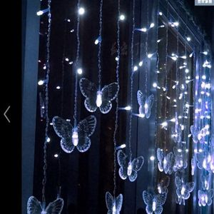 Rideau papillon étoile large 4M100LED, guirlande lumineuse LED pour vacances, clignotant, aménagement de salle de mariage, décoration 271S