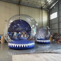 4mD (13ft) voor Kerstmis Gigantische opblaasbare sneeuwbol Bubble Dome Tent met blazer 2M/3M/4M Vervangbare achtergrond Menselijke sneeuwbollen Helder huis2