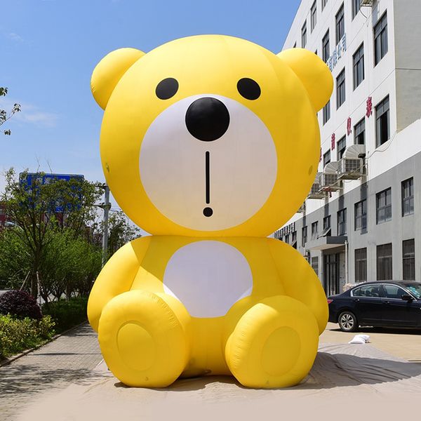 4mH 13.2ft gros ours gonflable dessin animé décoration extérieure géant mignon ours brun blanc avec ventilateur pour affichage publicitaire 001