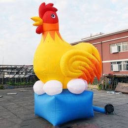 Poulet gonflable de nouveau Design 4mH (13,2 pieds) avec souffleur, modèle d'œufs de poule gonflés, Animal gonflable, vente en gros, 2024