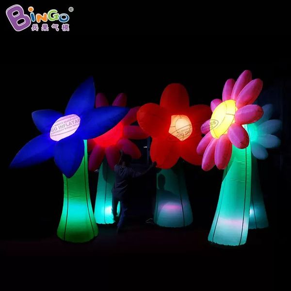 4 mH (13,2 pieds) avec ventilateur en gros artisanat exquis fleurs gonflables décoratives ajouter des lumières LED jouets sports gonflage plantes artificielles pour la décoration d'événements de fête