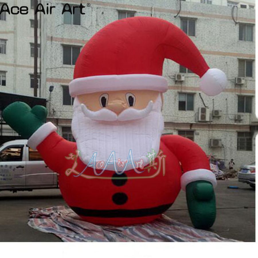 4MH 13 fjärde med fläkt Ny design enorm uppblåsbar Xmas Santa med rund mage Uppblåsbar prydnad Santa Claus till jul