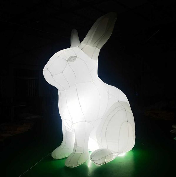 El modelo de conejito de Pascua de conejo inflable de 4 mh invade espacios públicos de todo el mundo con luz LED