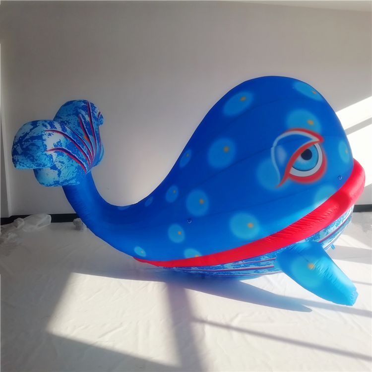 4mL (13.2ft) with blower Colorful Inflatable Balloon Whale With Strip For City Show Decoration