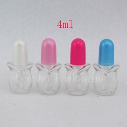 Bouteilles vides en plastique pour vernis à ongles de 4ml, avec brosse, petit flacon de 4cc, récipient d'huile essentielle, 100 pièces/lot