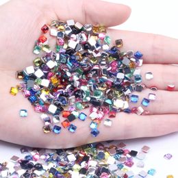 4 mm 10000 stcs Acryl Strijnvierige vierkante vorm Flatback Earth Facet Vele kleuren nagel Charms Jurk Diy Art Diamond Decoratief 240426